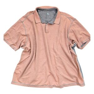 Tommy Bahama Reversible Salmon or Gray‎ 1/4 Button S/ Sleeve Polo Men's Size XL